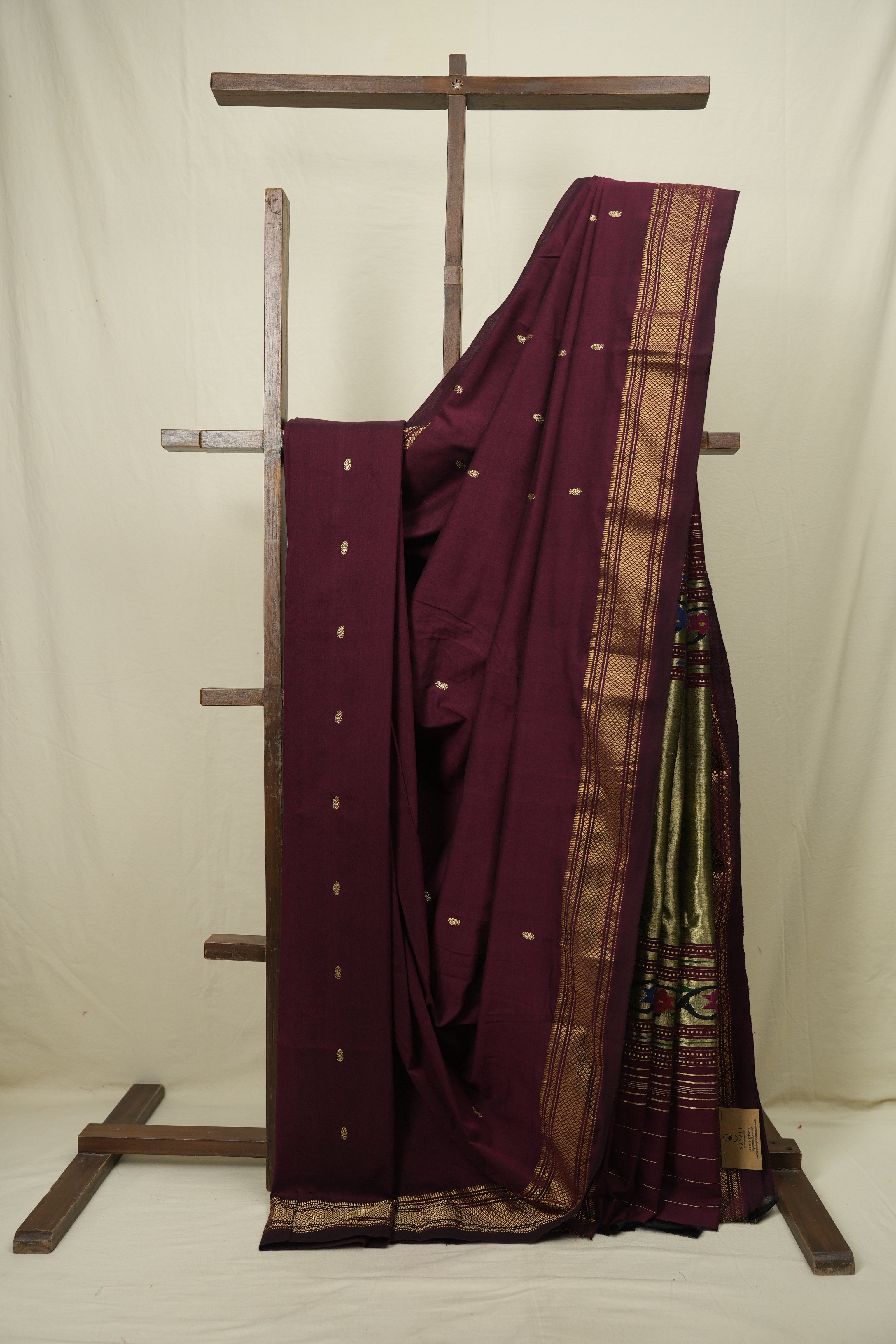 Maroon Cotton Paithani Saree - SRMCPS810