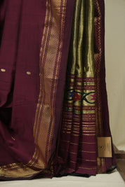 Maroon Cotton Paithani Saree - SRMCPS810