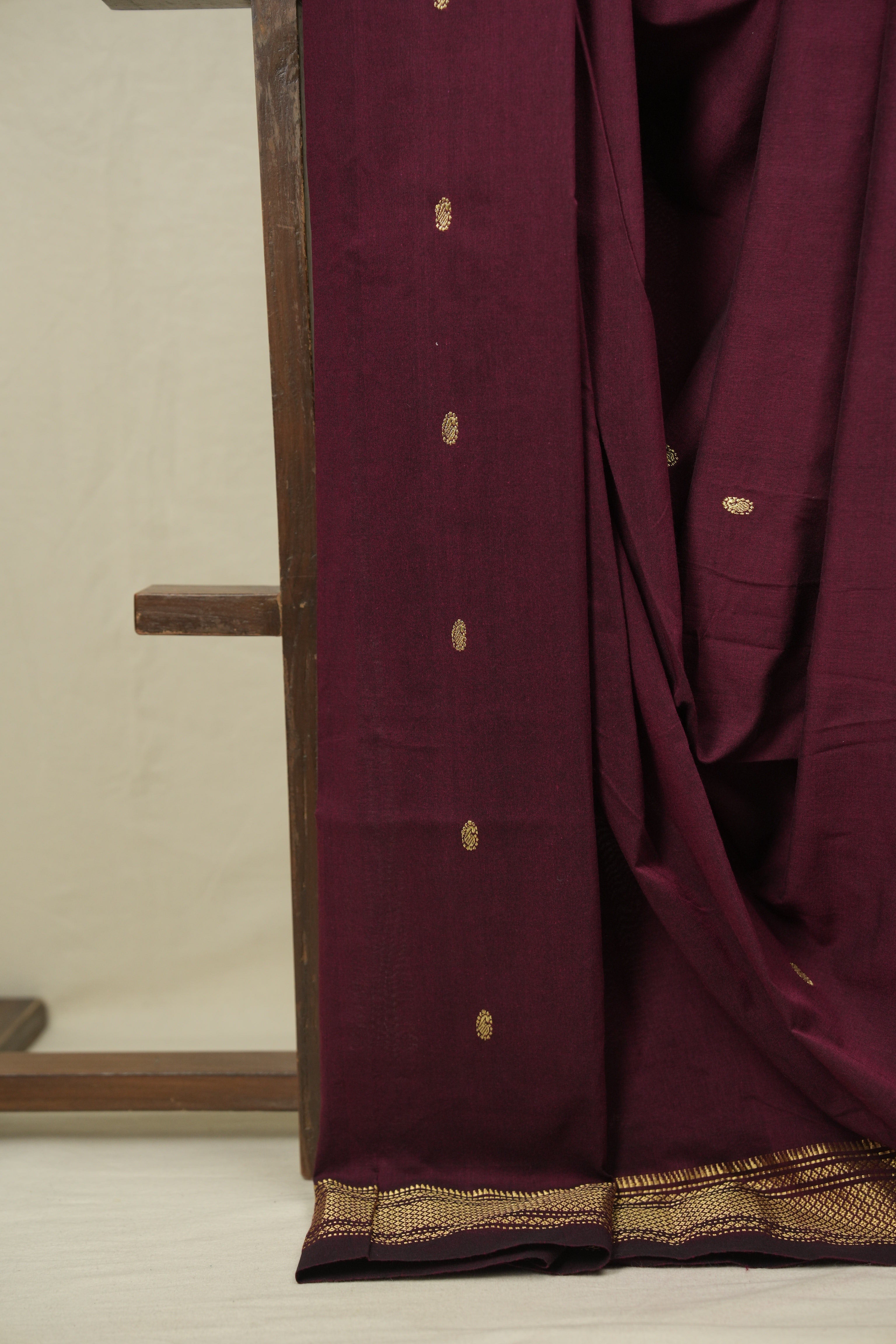 Maroon Cotton Paithani Saree - SRMCPS810