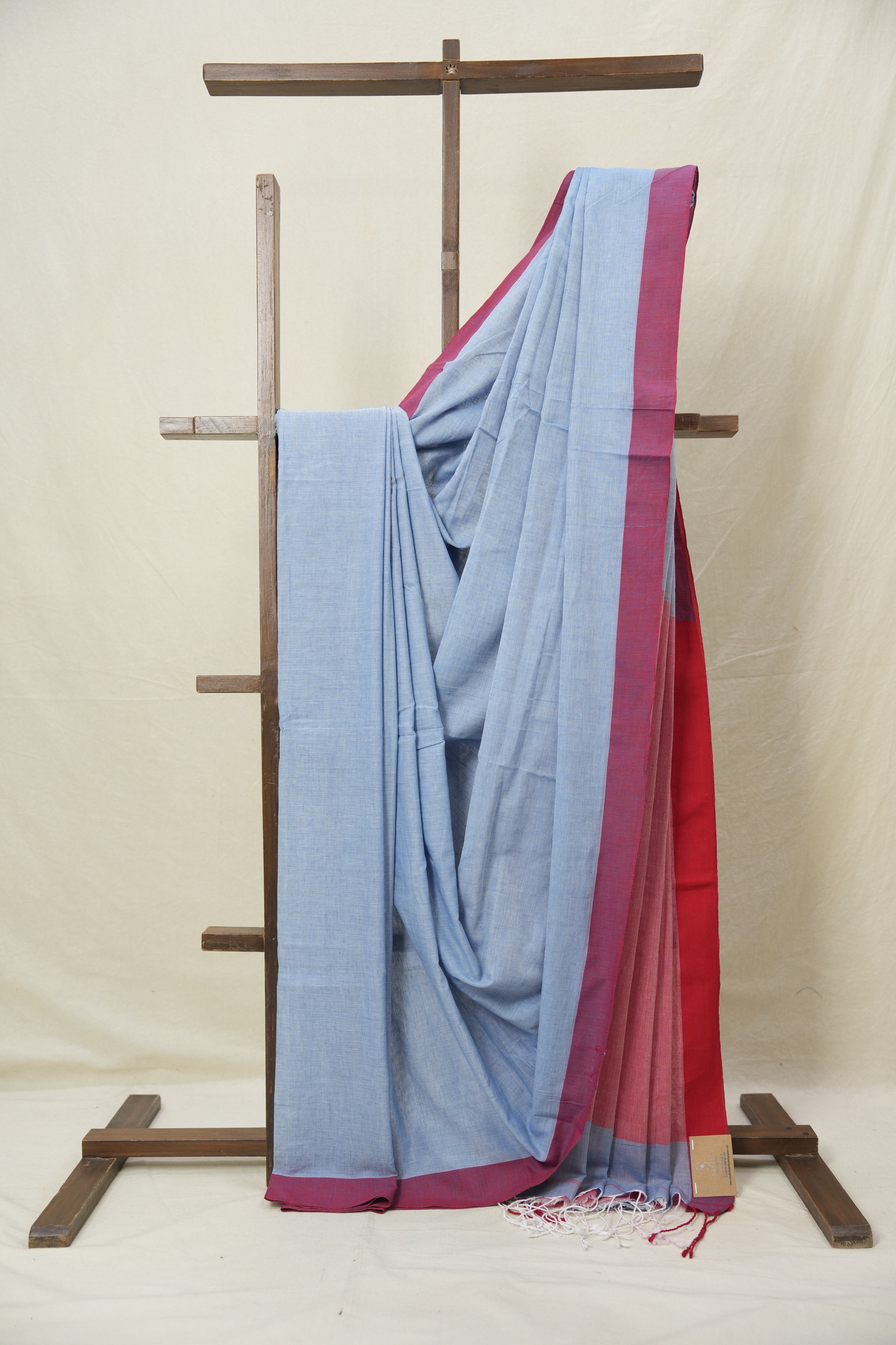 Sky Blue Bengal Cotton Saree - SRSBBCS158