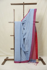 Sky Blue Bengal Cotton Saree - SRSBBCS158