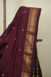 Maroon Cotton Paithani Saree - SRMCPS810