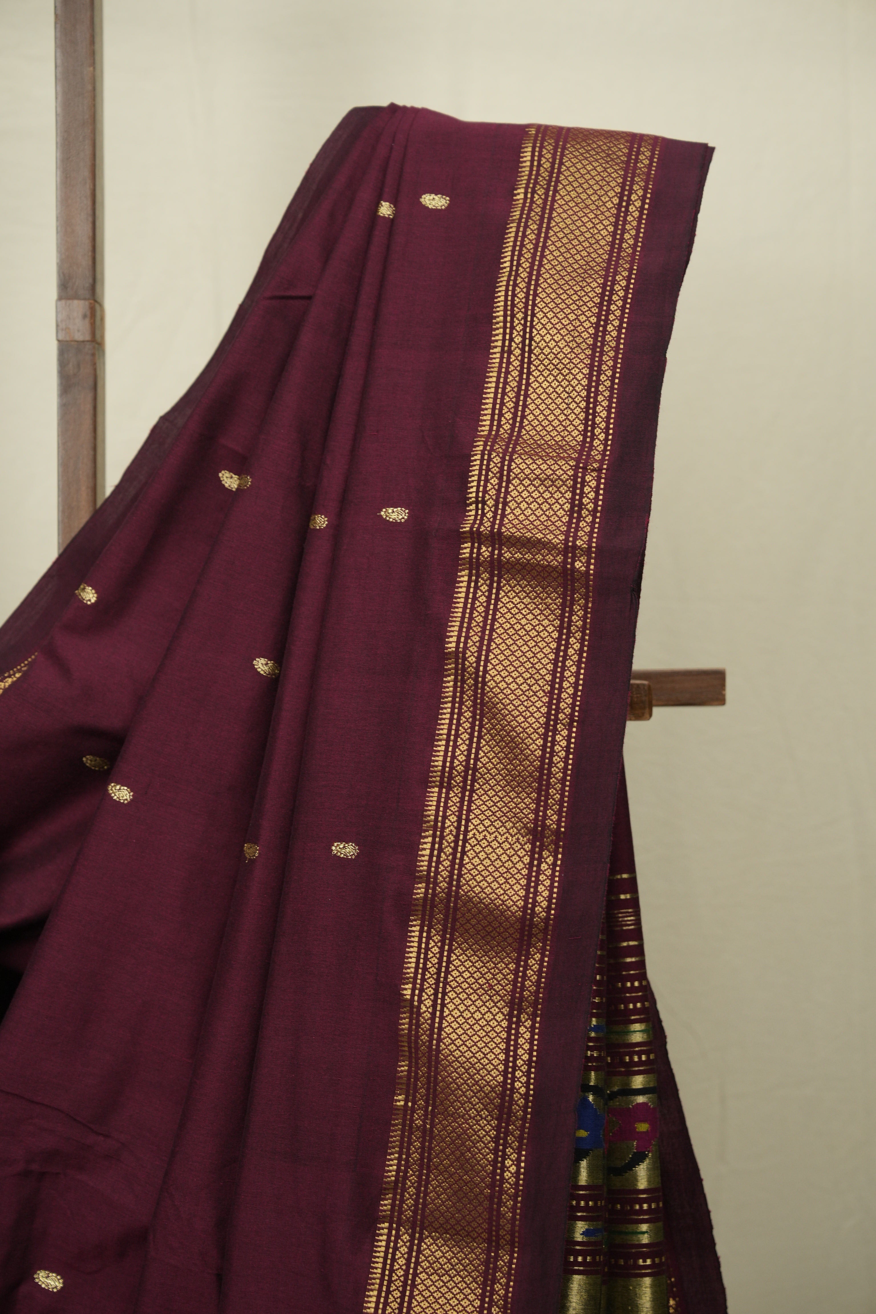 Maroon Cotton Paithani Saree - SRMCPS810