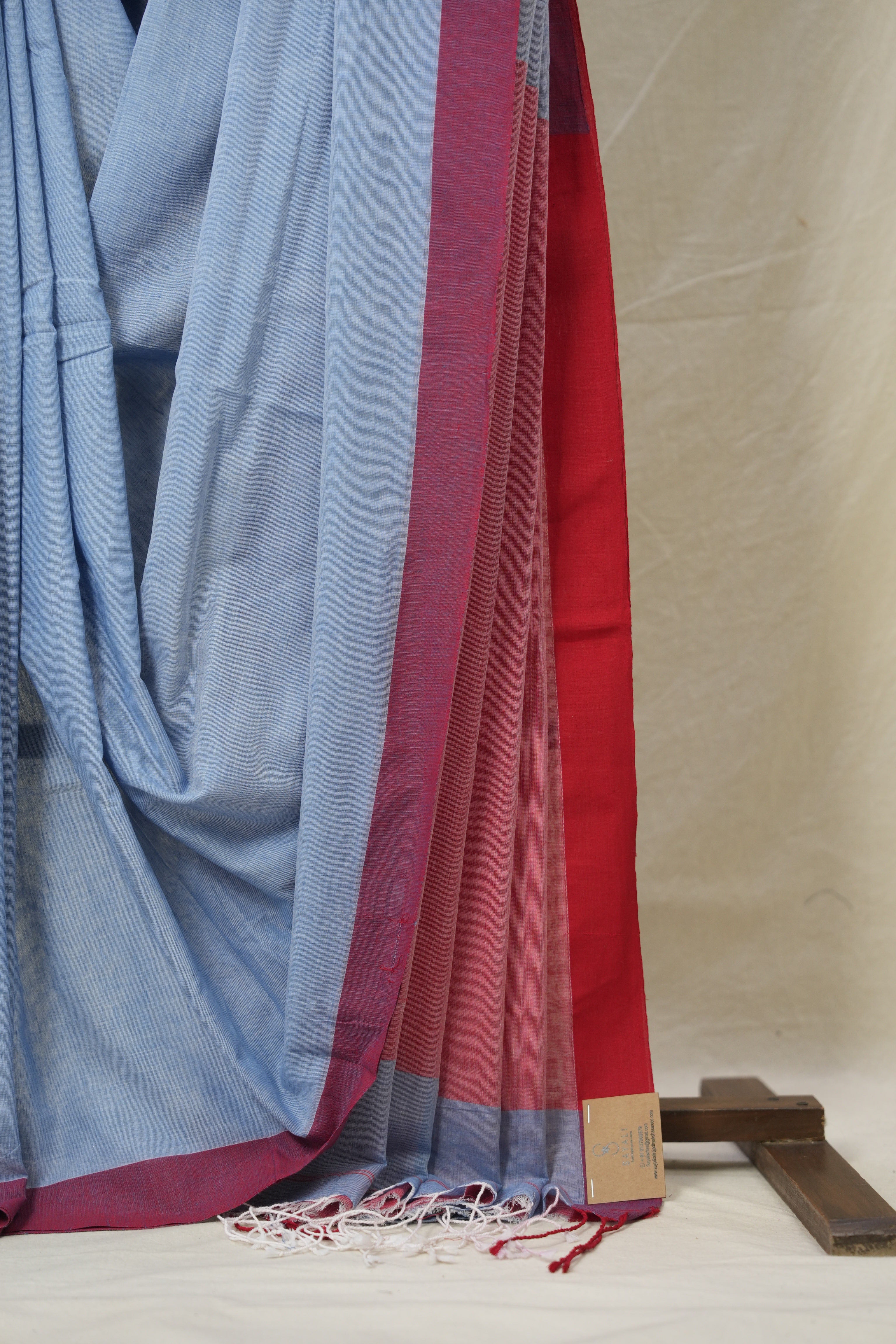 Sky Blue Bengal Cotton Saree - SRSBBCS158