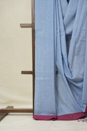 Sky Blue Bengal Cotton Saree - SRSBBCS158