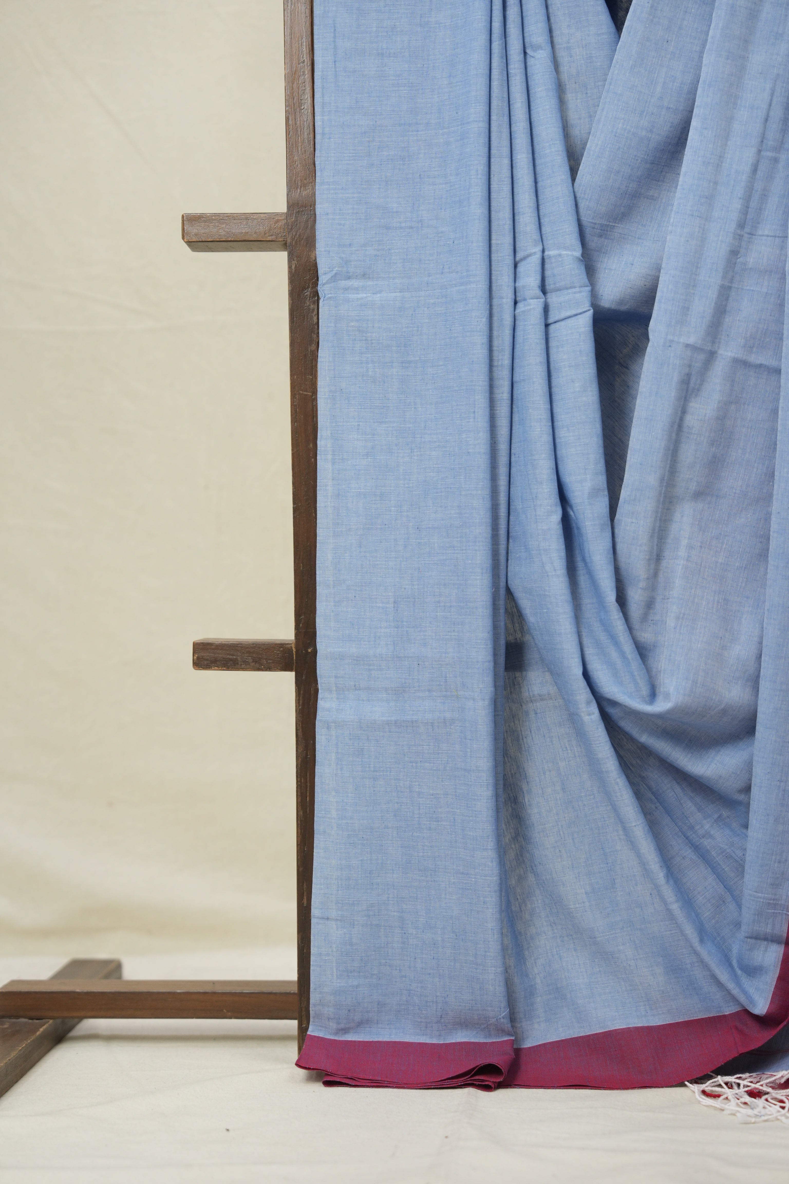 Sky Blue Bengal Cotton Saree - SRSBBCS158