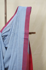 Sky Blue Bengal Cotton Saree - SRSBBCS158