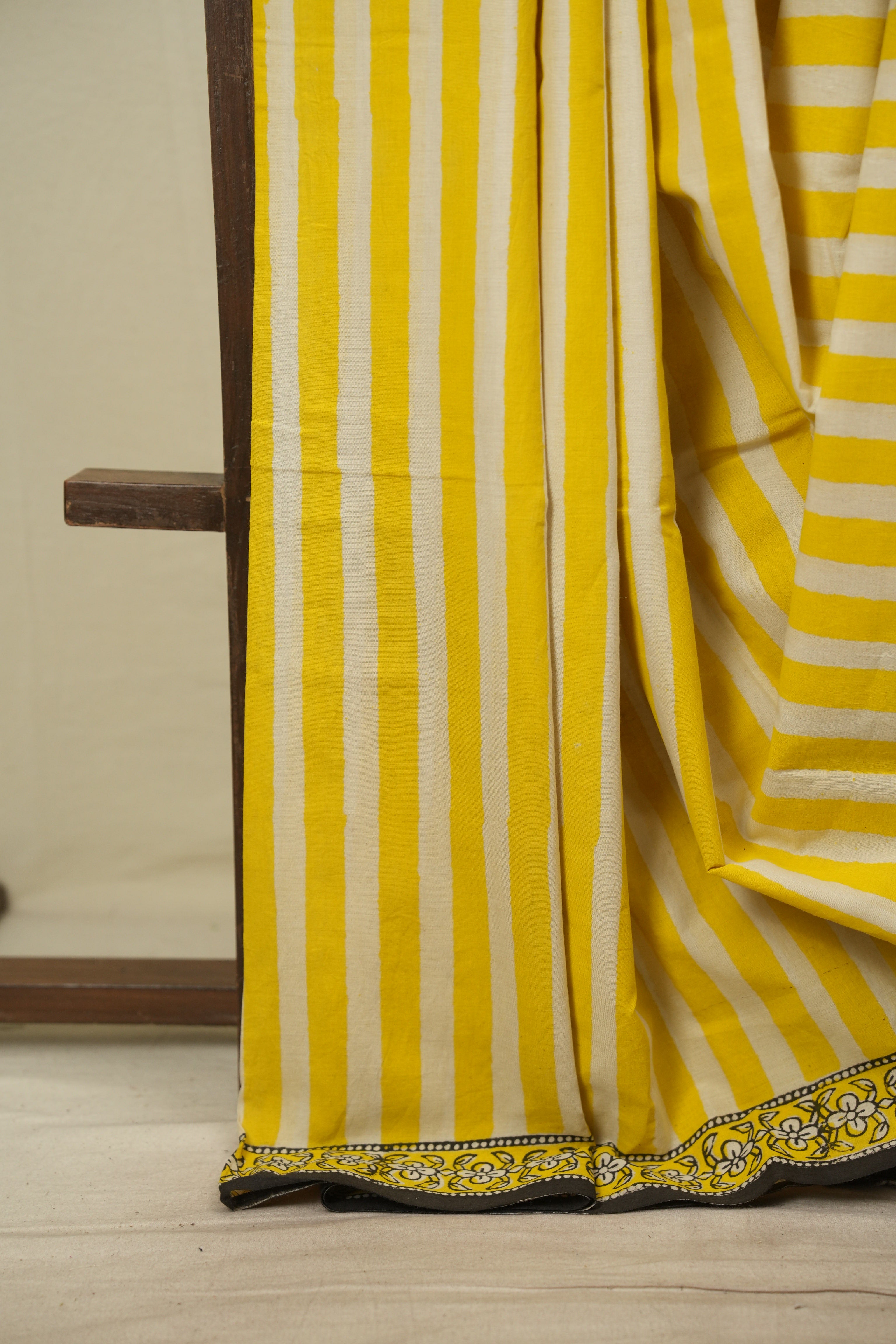 Cream Yellow HBP Cotton Saree - SRCYCS3788