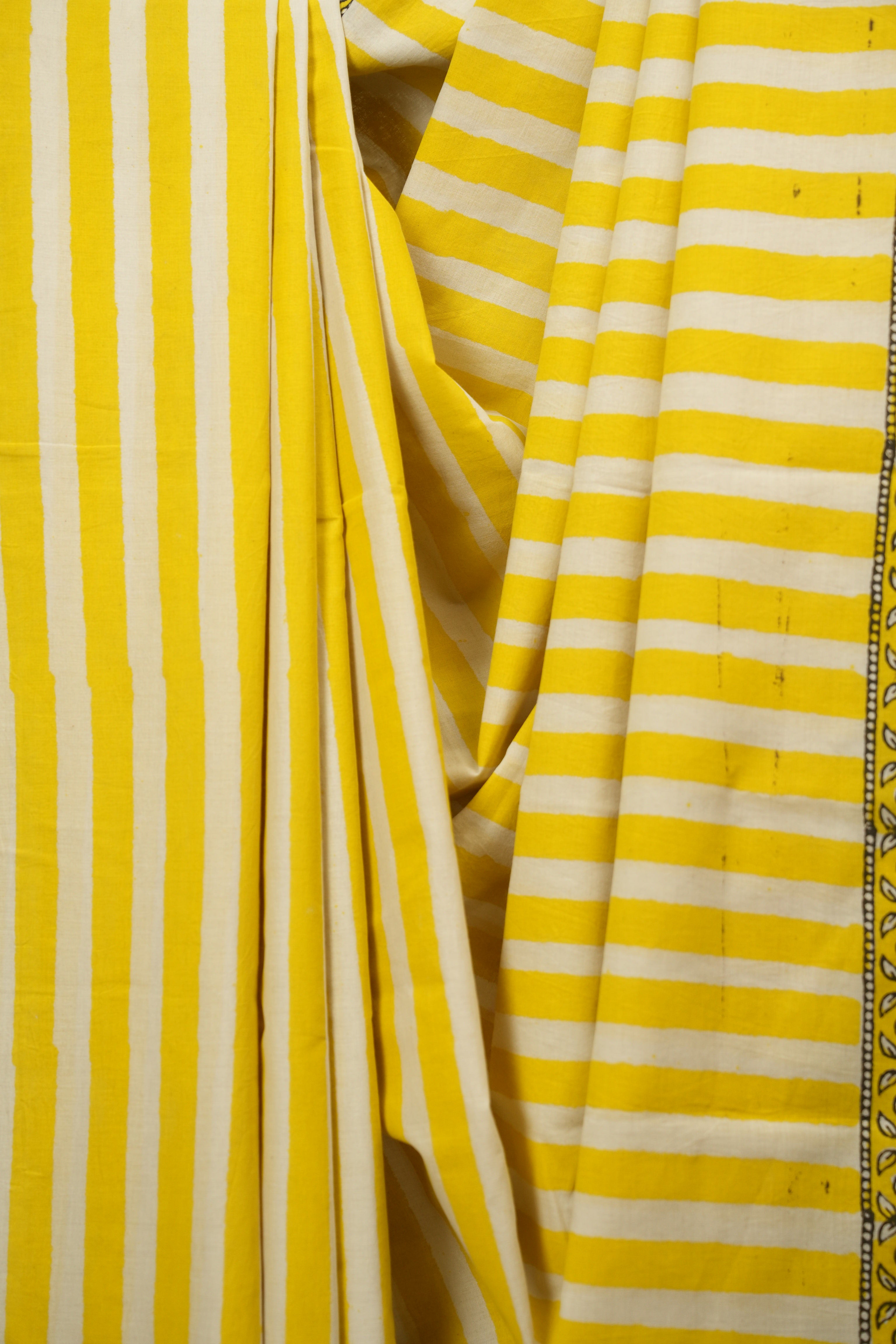 Cream Yellow HBP Cotton Saree - SRCYCS3788