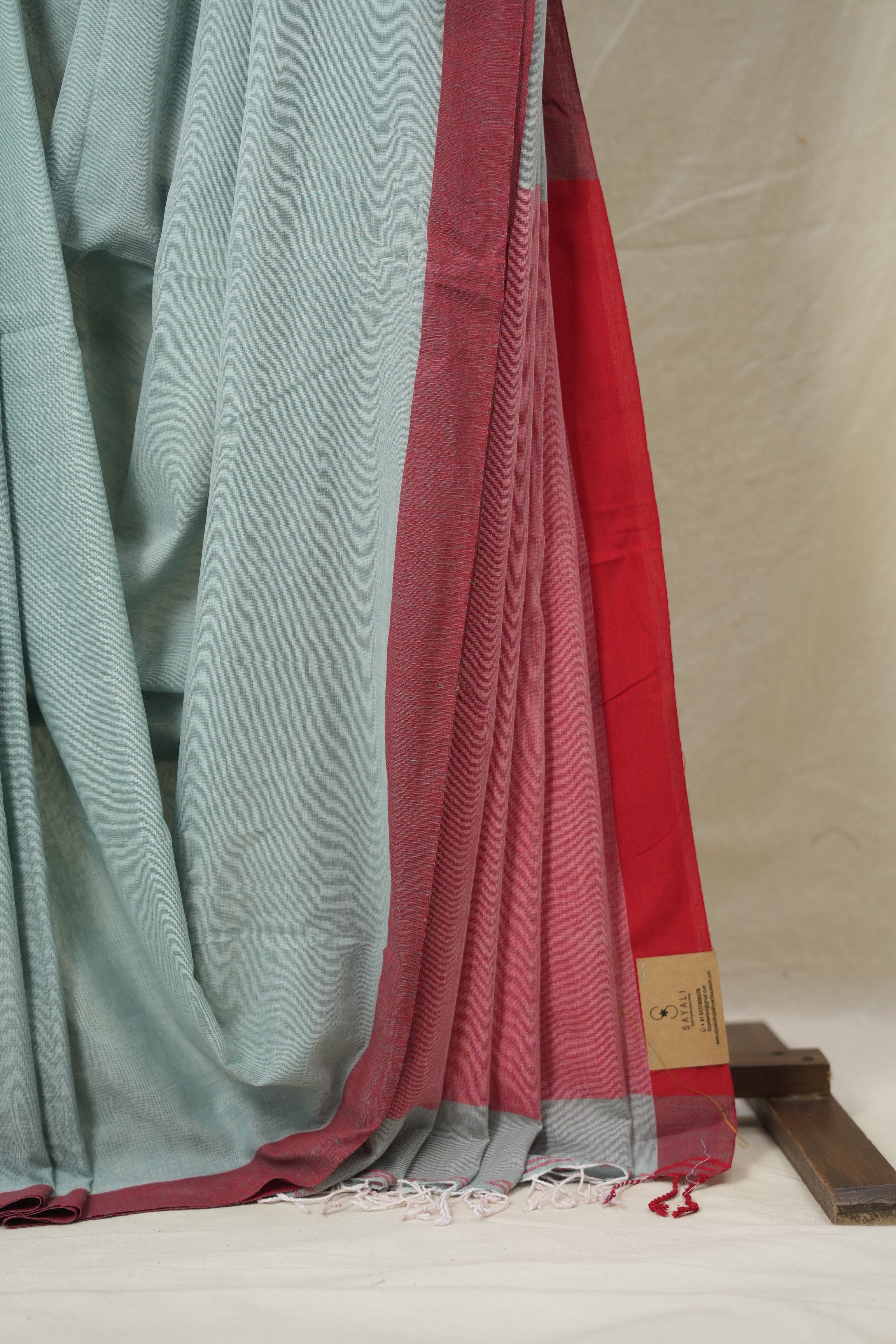 Powder Blue Bengal Cotton Saree - SRPBBCS154