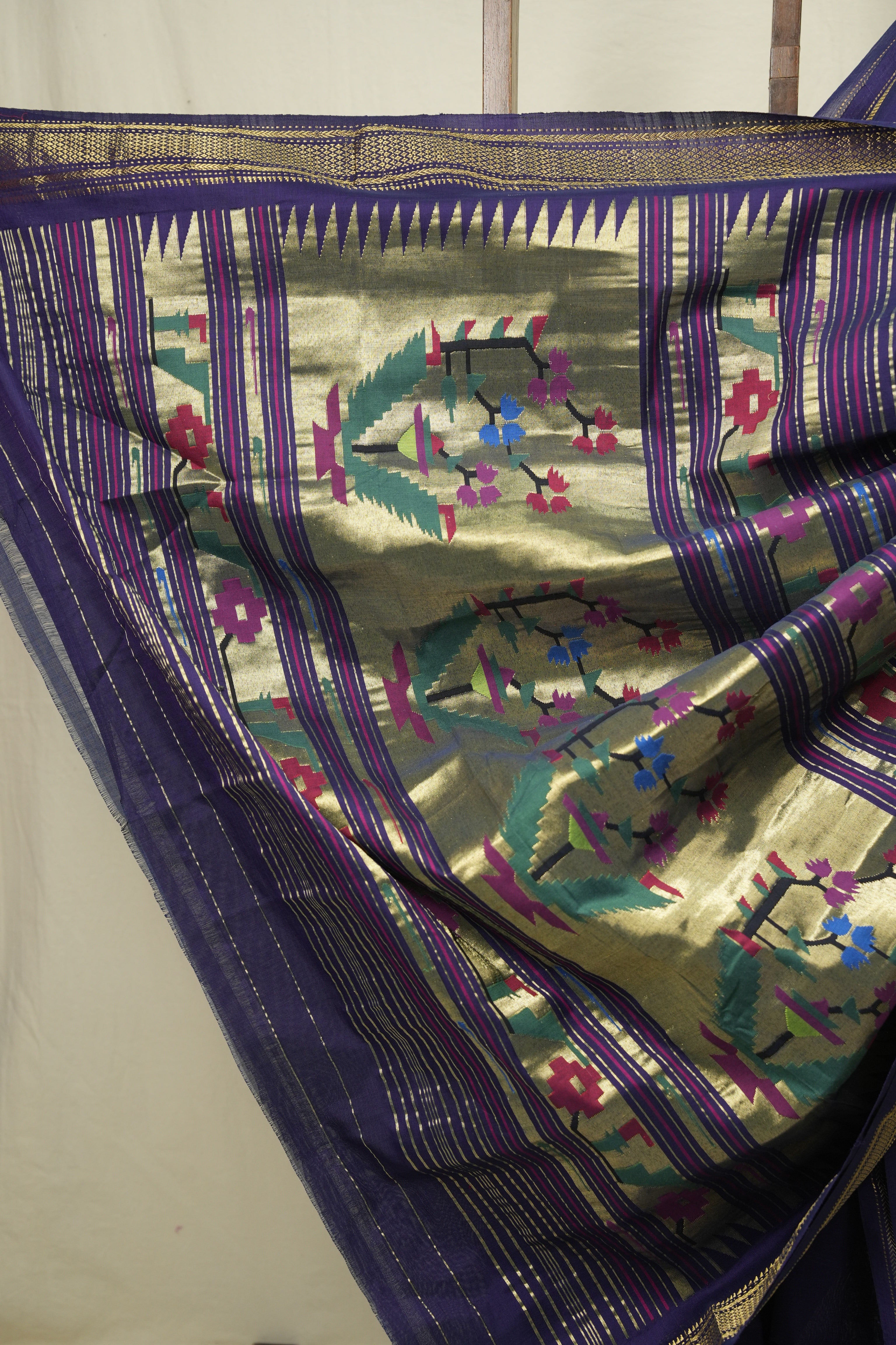 Purple Cotton Paithani Saree - SRPCPS811
