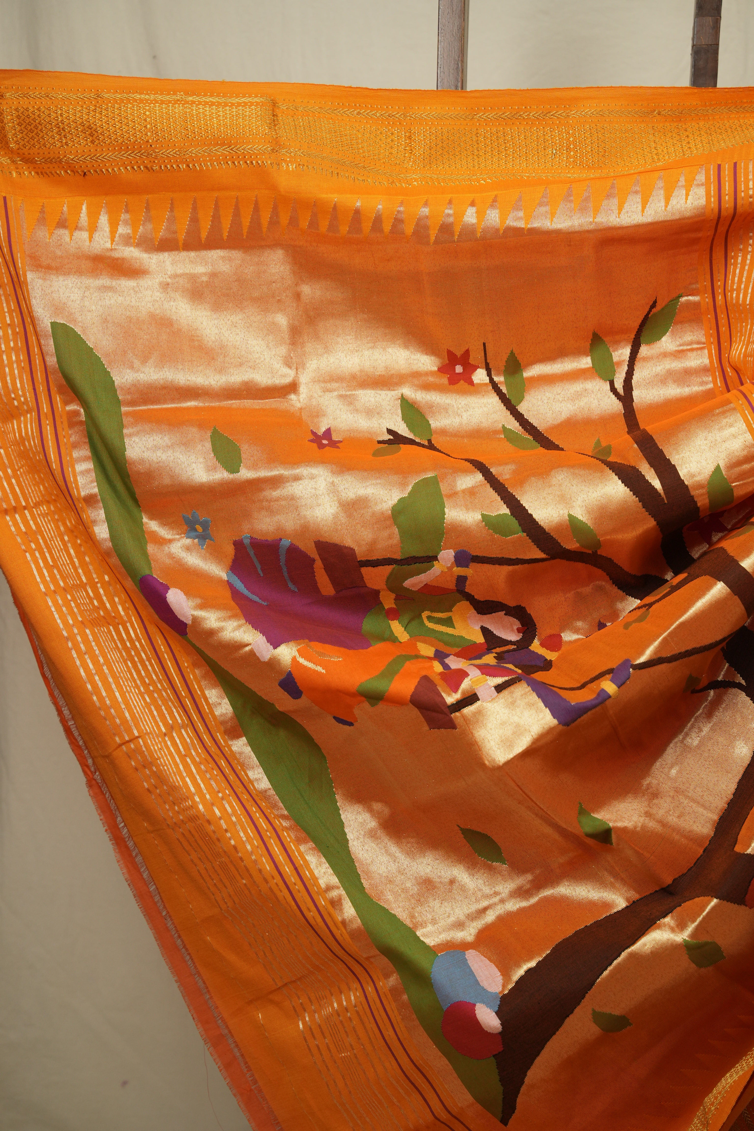 Orange Cotton Paithani Saree - SROCPS782