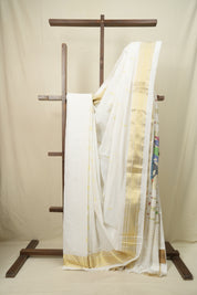 White Cotton Paithani Saree - SRWCPS787