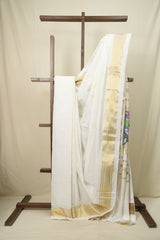 White Cotton Paithani Saree - SRWCPS787