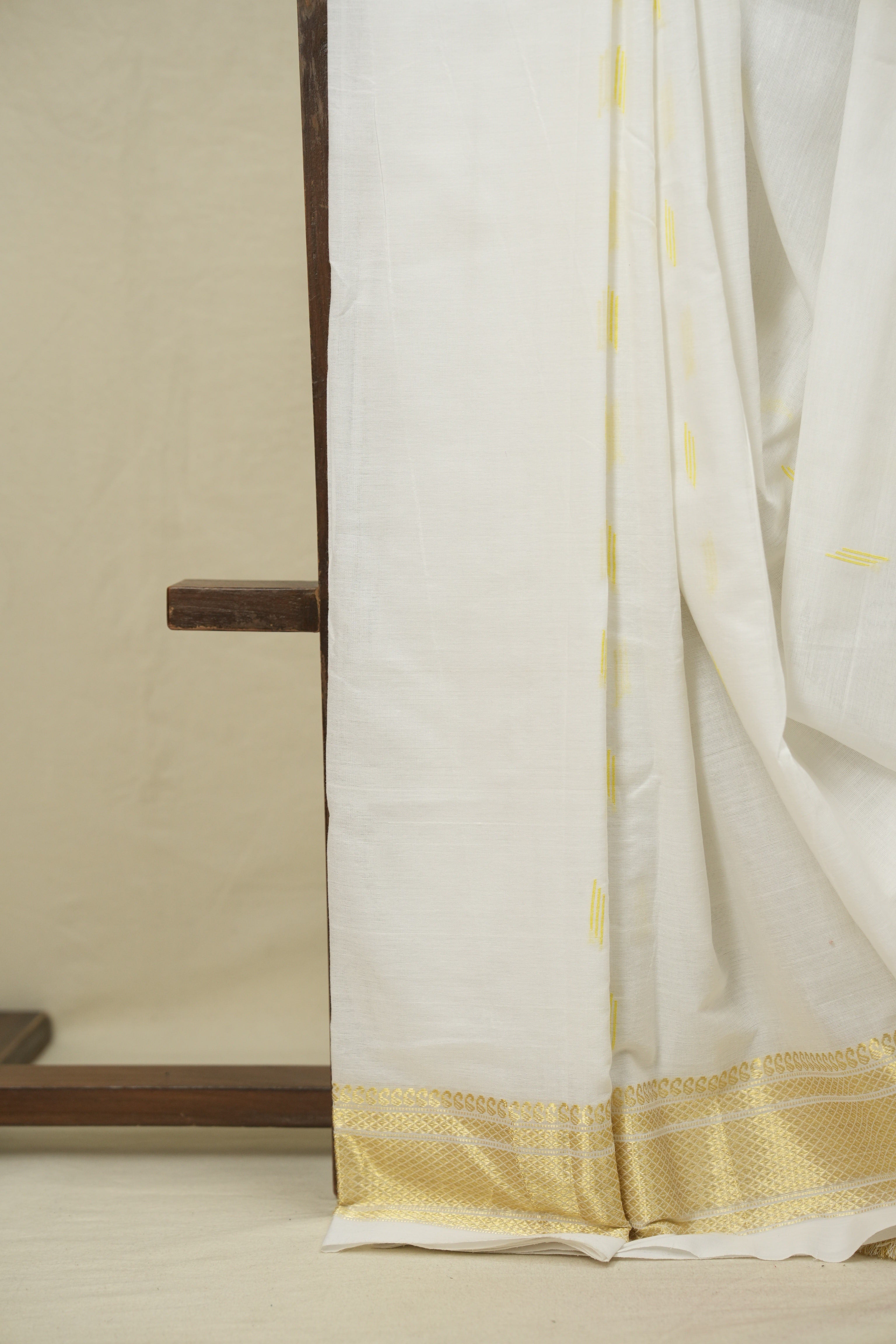 White Cotton Paithani Saree - SRWCPS787