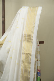 White Cotton Paithani Saree - SRWCPS787