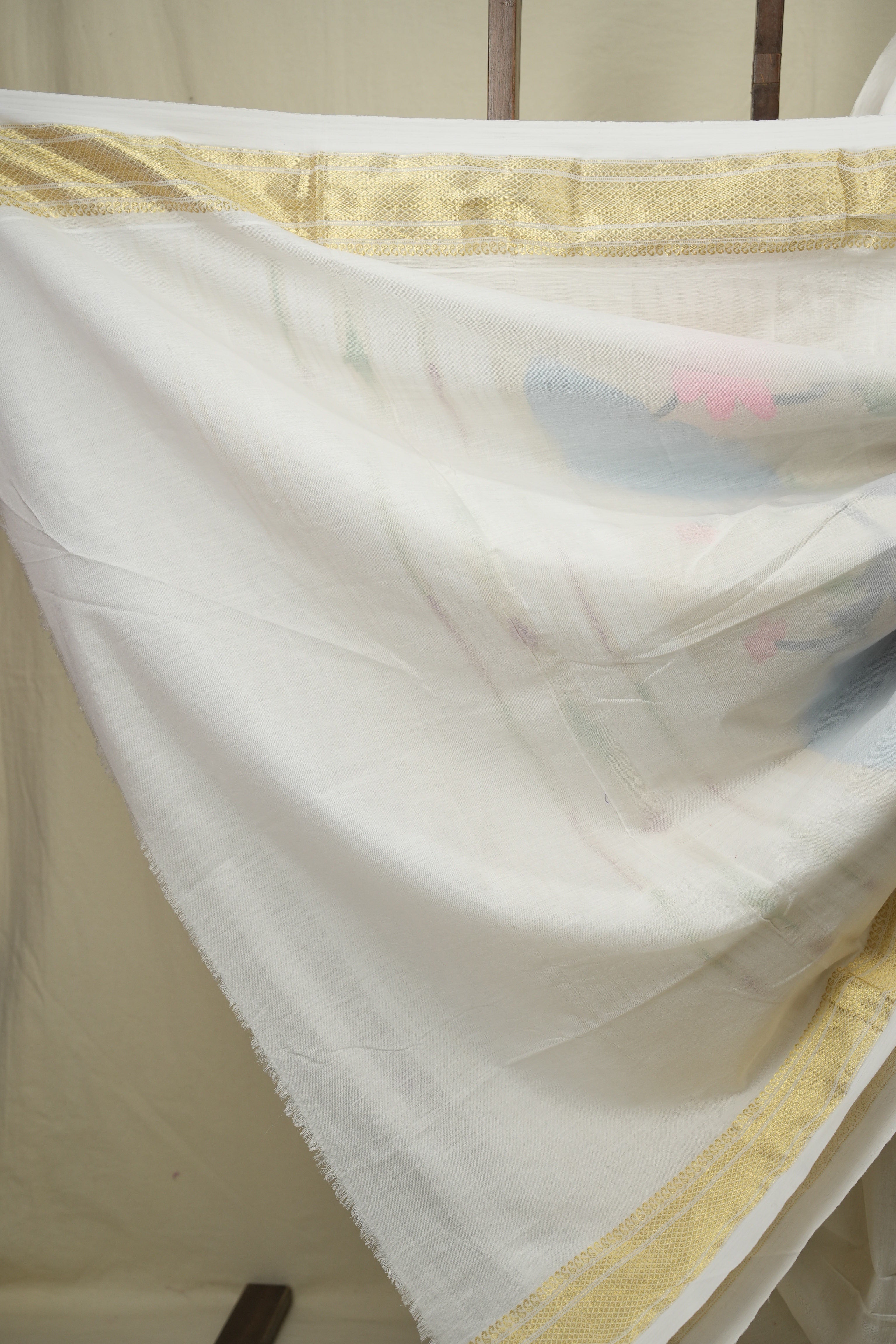 White Cotton Paithani Saree - SRWCPS787