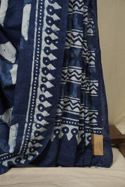 Indigo HBP Cotton Saree - SRICS3792