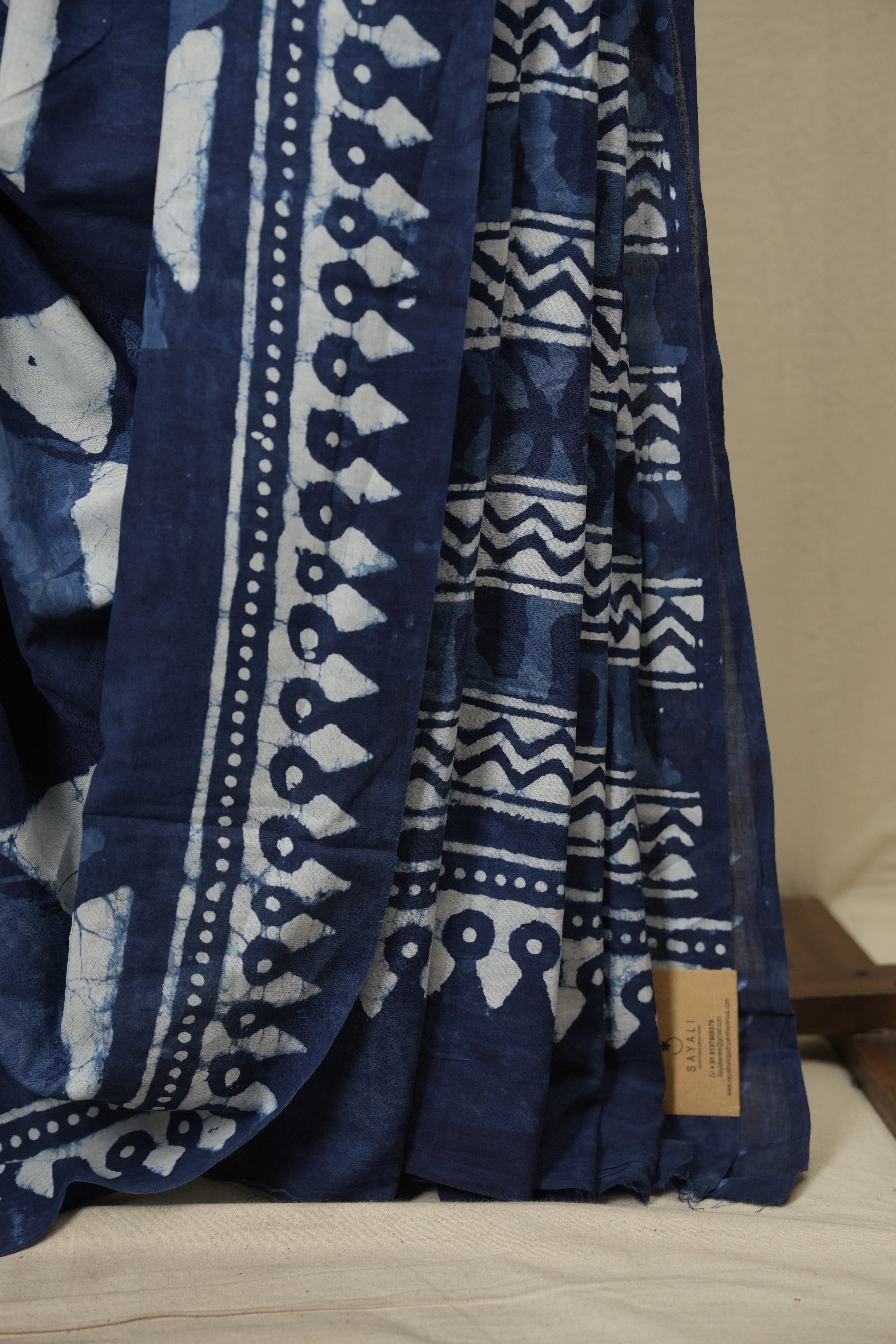 Indigo HBP Cotton Saree - SRICS3792