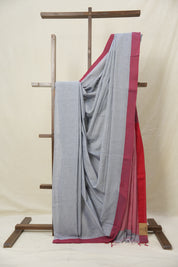 Grey Bengal Cotton Saree - SRGBCS162