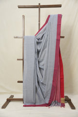 Grey Bengal Cotton Saree - SRGBCS162