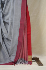 Grey Bengal Cotton Saree - SRGBCS162