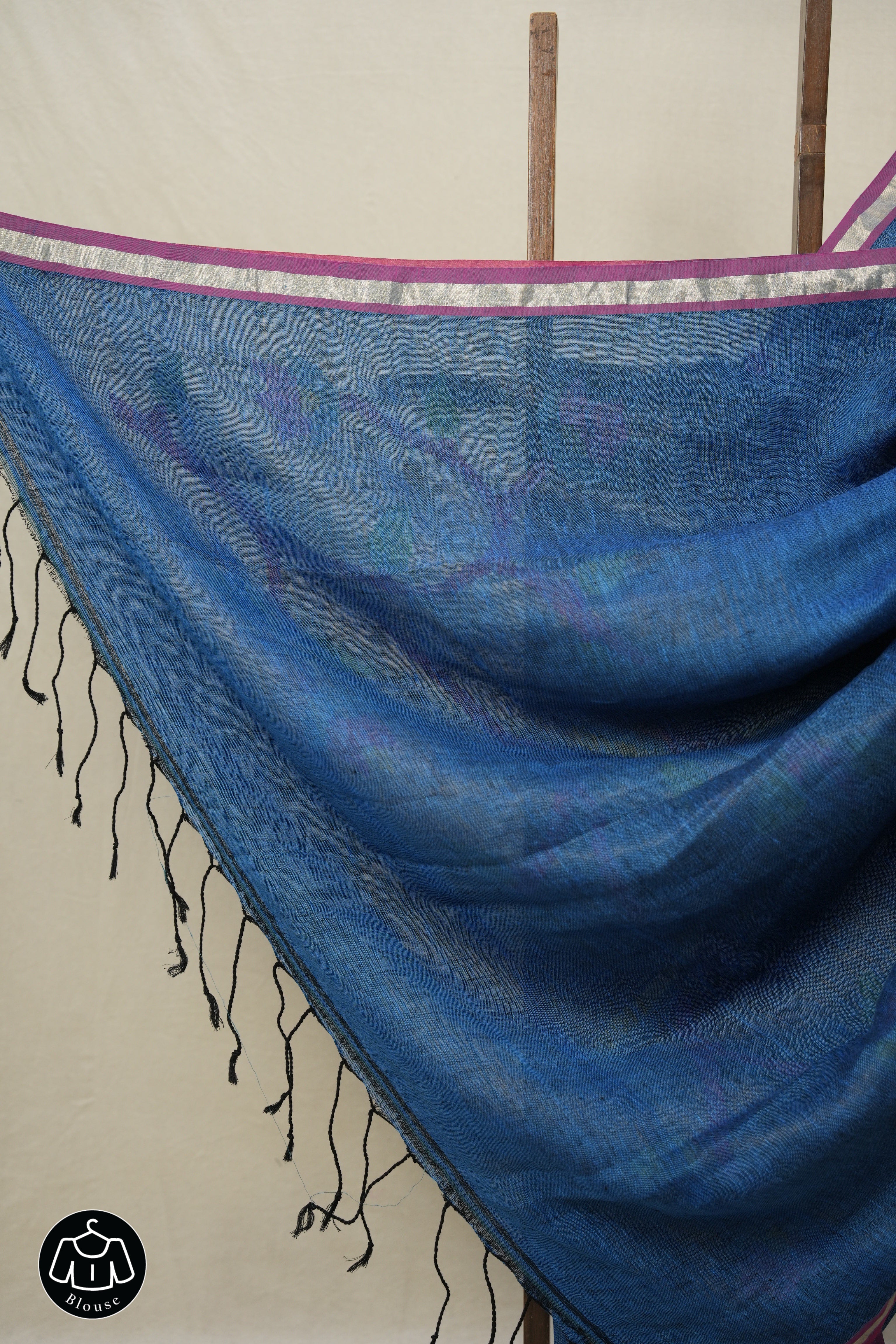 Peacock Blue Linen Jamdani Saree - SRPBLJS485
