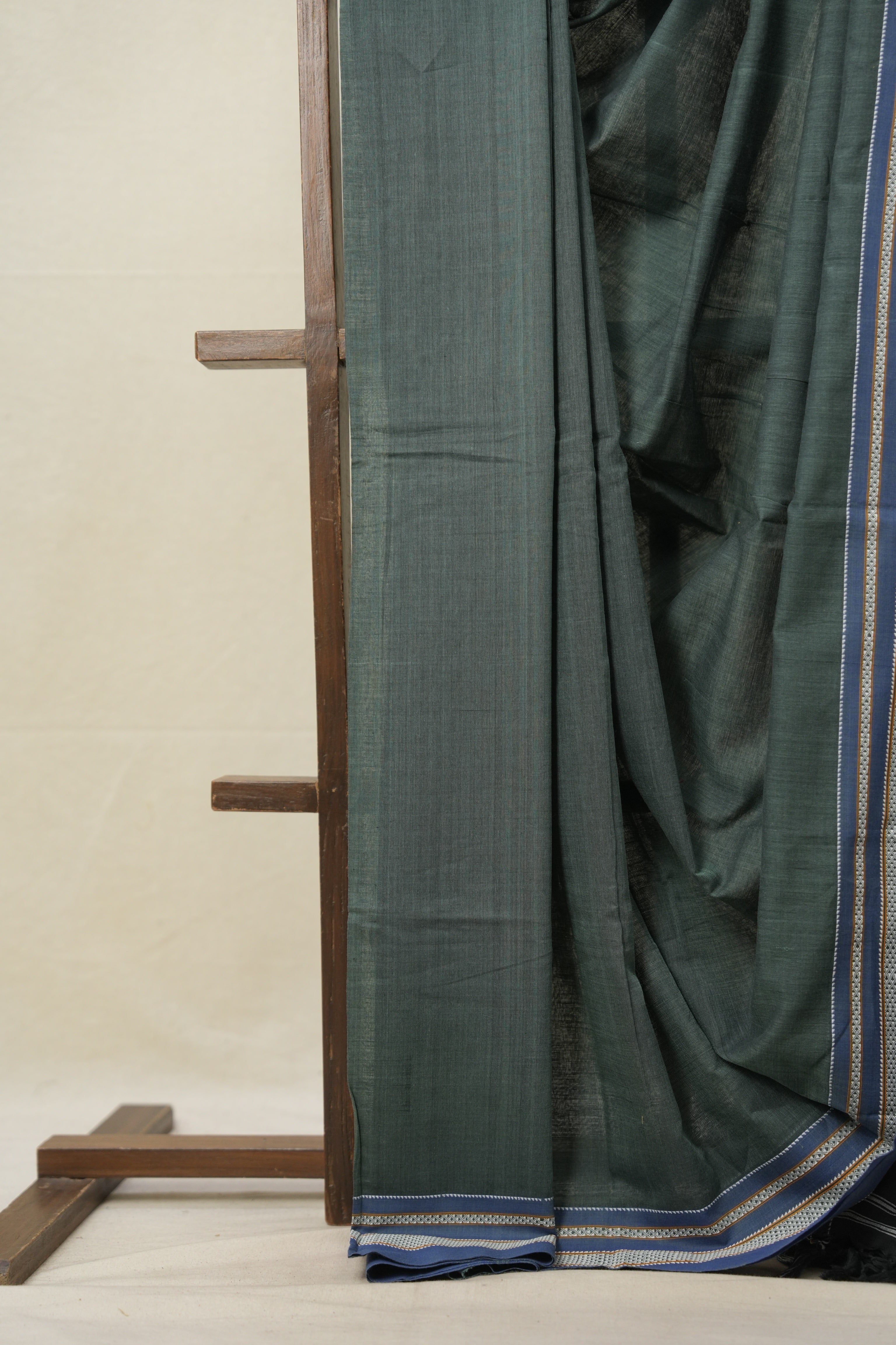 Teal Cotton Ilkal Saree  - SRTCIS665