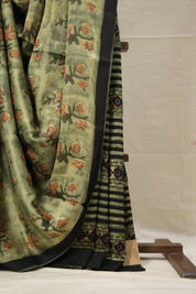 Brown Green HBP Modal Silk Saree - SRBGMSS447