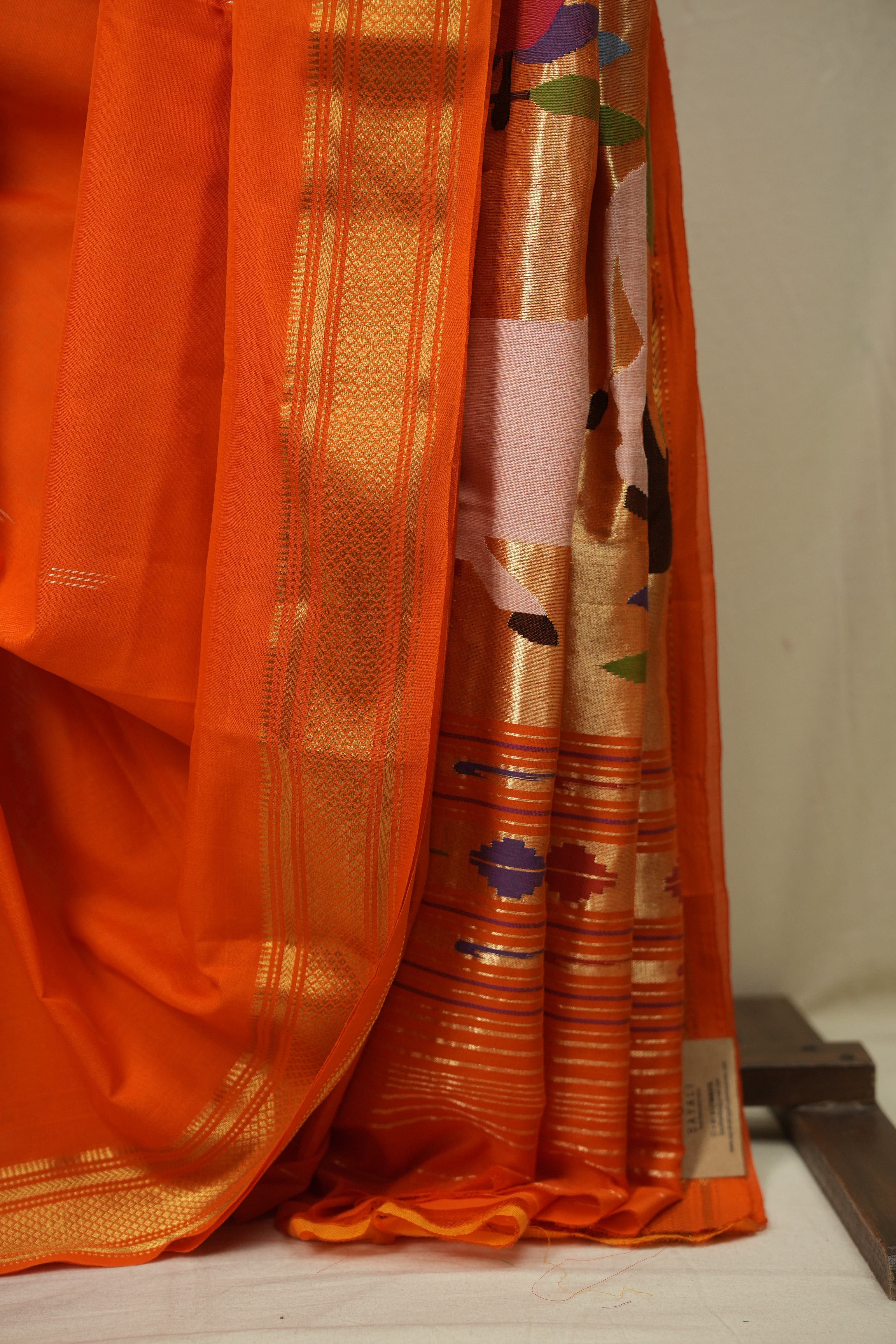 Orange Cotton Paithani Saree - SROCPS785
