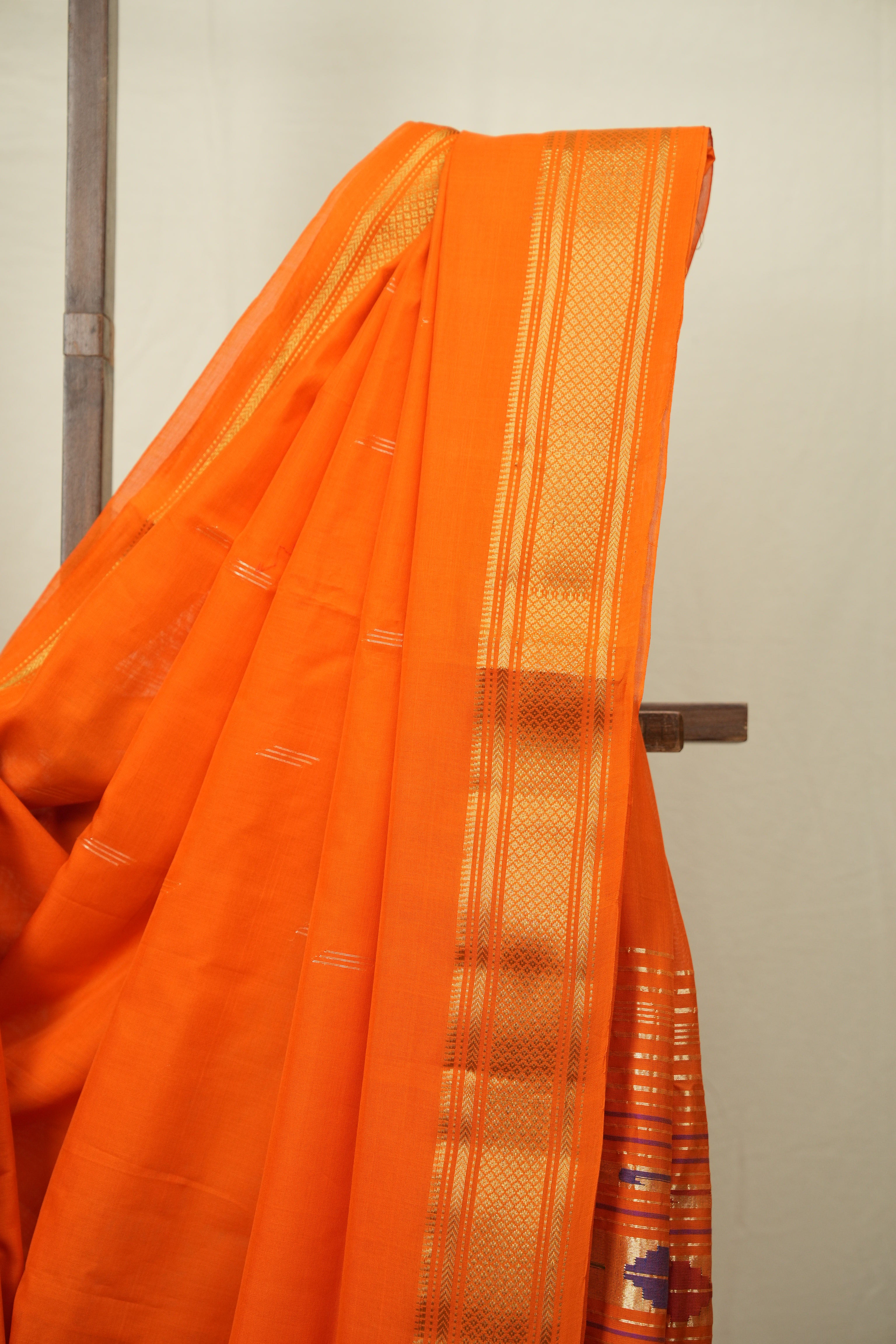 Orange Cotton Paithani Saree - SROCPS785