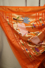Orange Cotton Paithani Saree - SROCPS785
