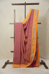 Peach Cotton Ilkal Saree  - SRPCIS704