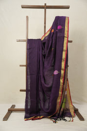 Deep Purple Linen Jamdani Saree - SRDPLJS484