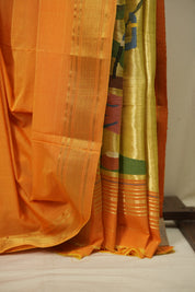 Yellow Cotton Paithani Saree - SRYCPS786