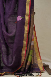 Deep Purple Linen Jamdani Saree - SRDPLJS484
