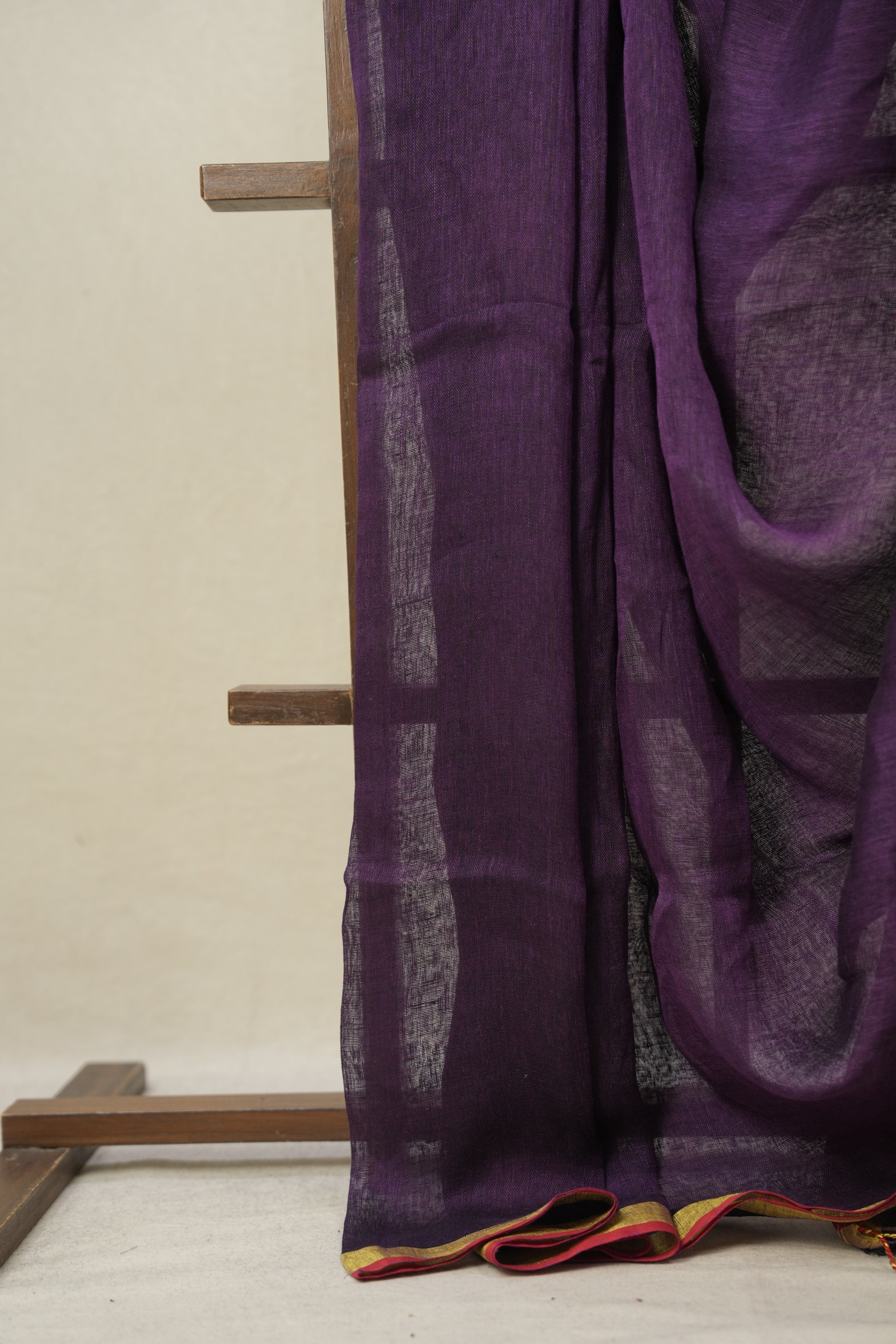 Deep Purple Linen Jamdani Saree - SRDPLJS484