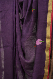 Deep Purple Linen Jamdani Saree - SRDPLJS484