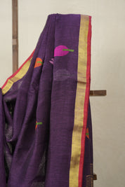 Deep Purple Linen Jamdani Saree - SRDPLJS484