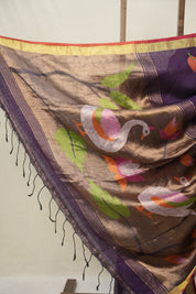 Deep Purple Linen Jamdani Saree - SRDPLJS484