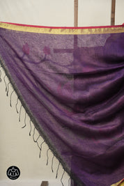 Deep Purple Linen Jamdani Saree - SRDPLJS484