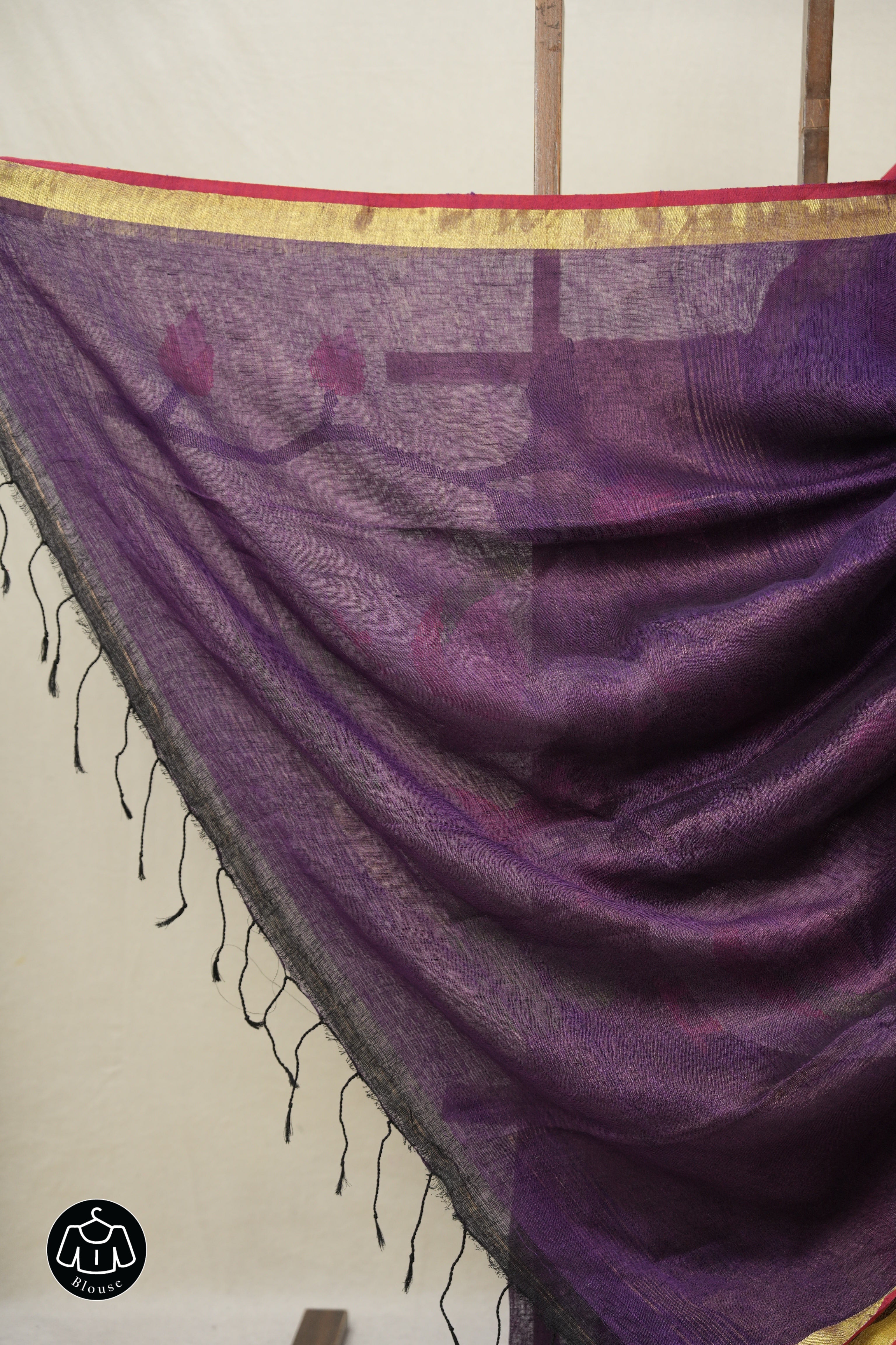 Deep Purple Linen Jamdani Saree - SRDPLJS484