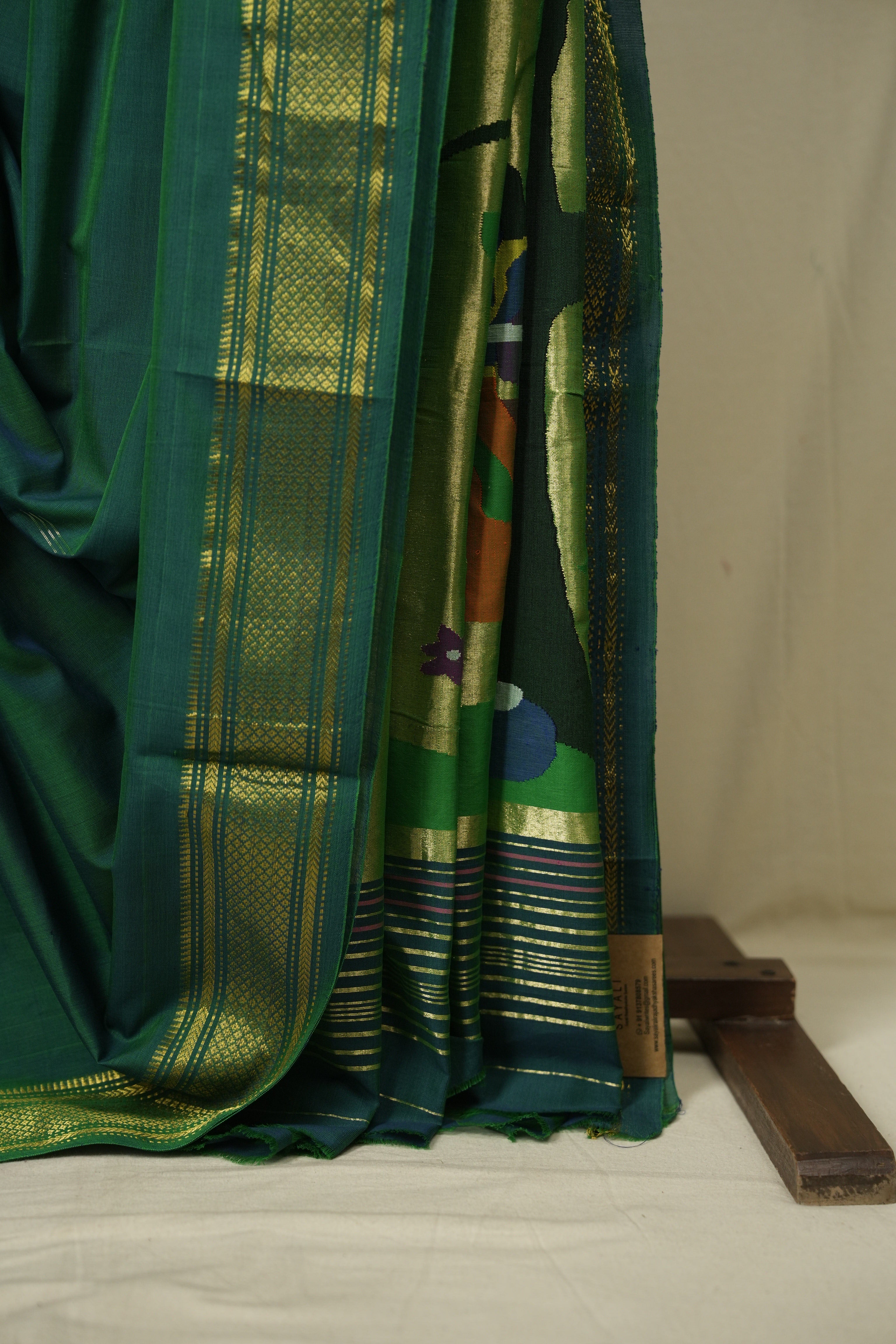Peacock Green Cotton Paithani Saree - SRPGCPS790