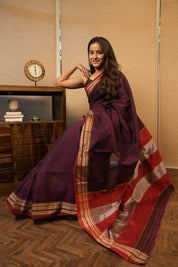 Purple Cotton Ilkal Saree - SRPCIS876