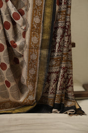 Cream HBP Cotton Silk Saree With Maheshwari Border - SRCCSS1831
