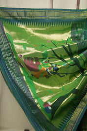 Peacock Green Cotton Paithani Saree - SRPGCPS790