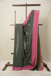 Dark Green Cotton Ilkal Saree  - SRDGCIS652