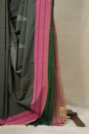 Dark Green Cotton Ilkal Saree  - SRDGCIS652