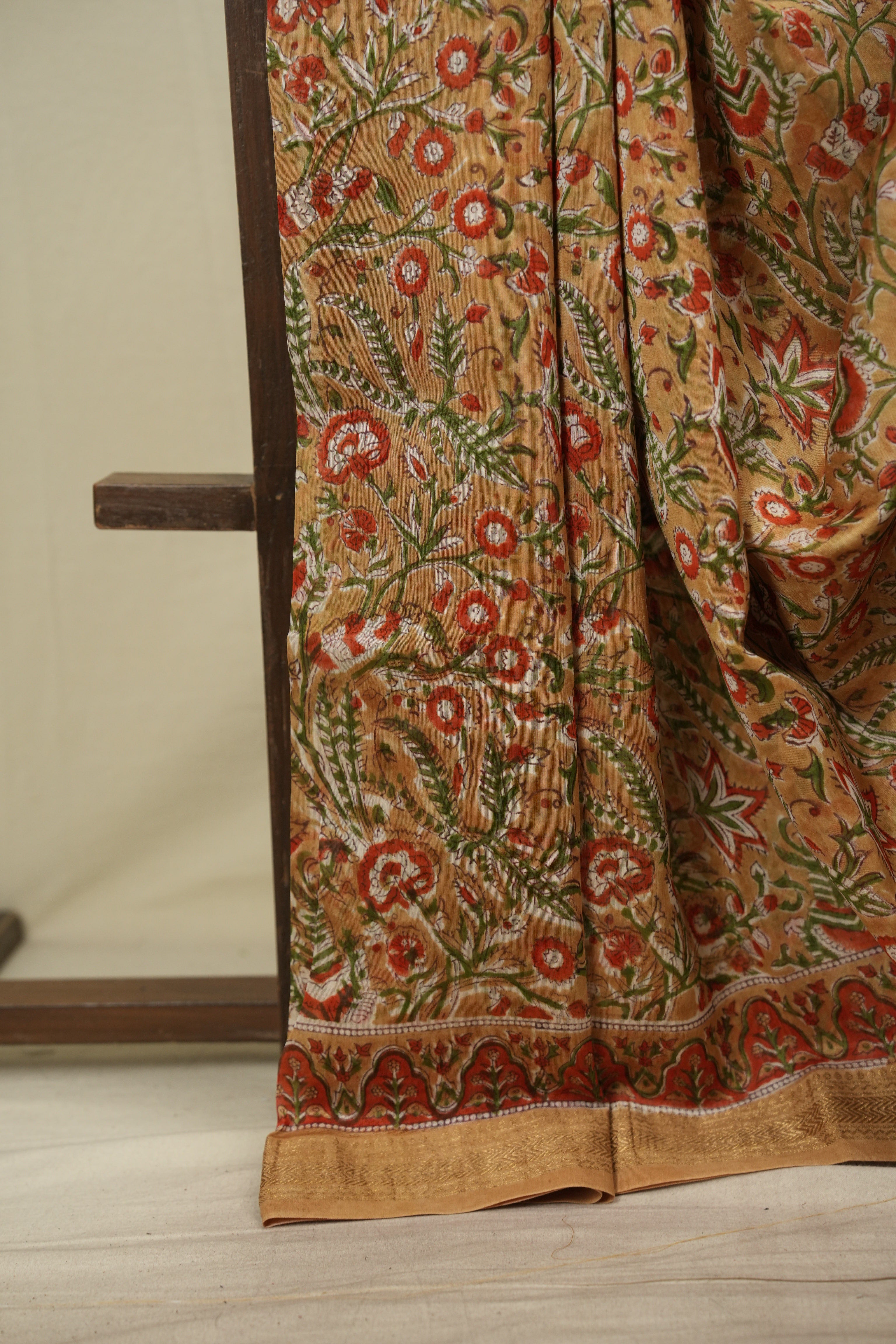 Brown HBP Cotton Silk Saree With Maheshwari Border - SRBCSS1826