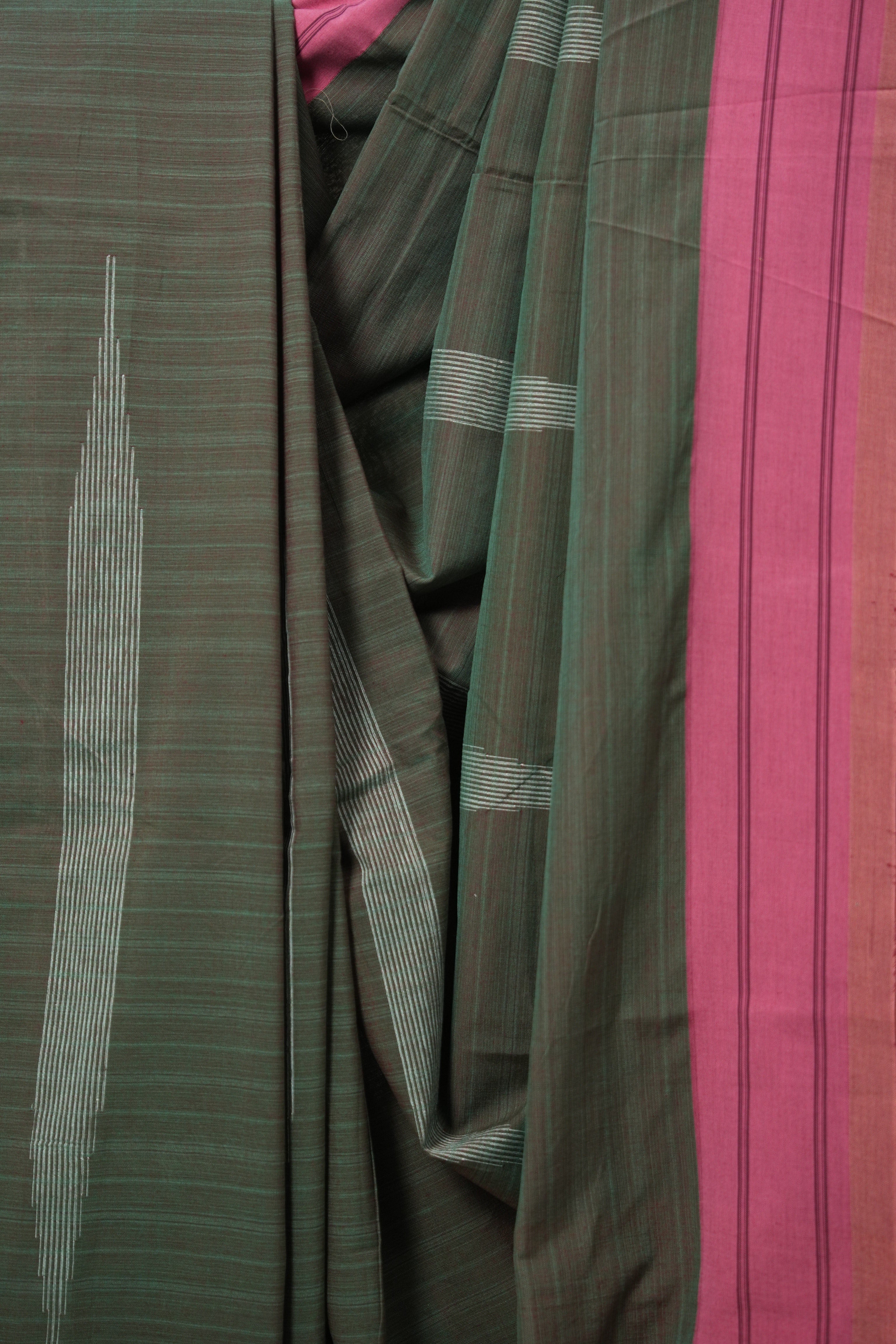 Dark Green Cotton Ilkal Saree  - SRDGCIS652